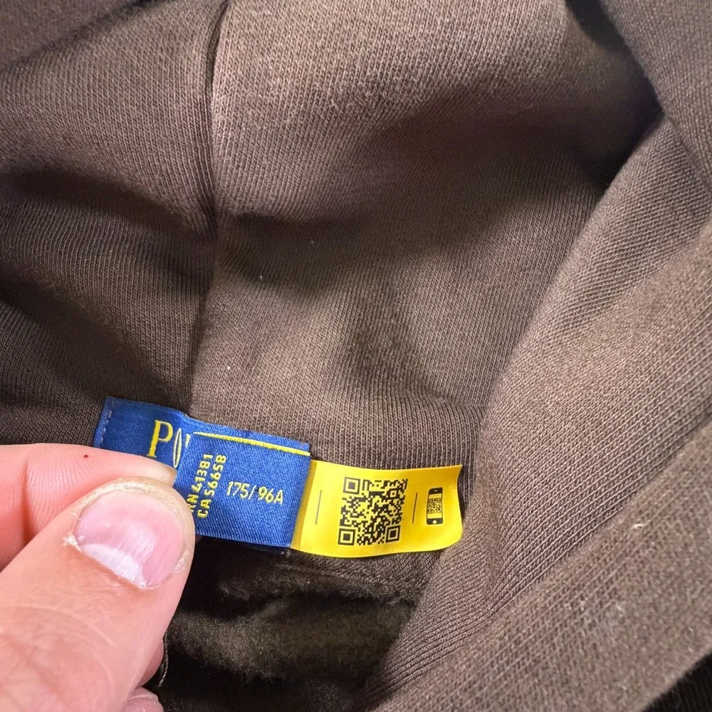 Polo Ralph Lauren Hoodie Sweatshirt Mens M Brown Ski Bear Brown Pockets‎ Hooded
